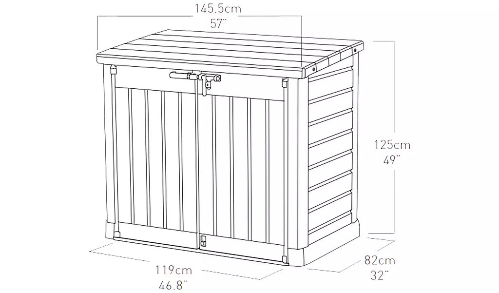 Keter Store-It-Out Max 1200L Outdoor Garden Storage Box – Grey, Weatherproof Wheelie Bin Shed
