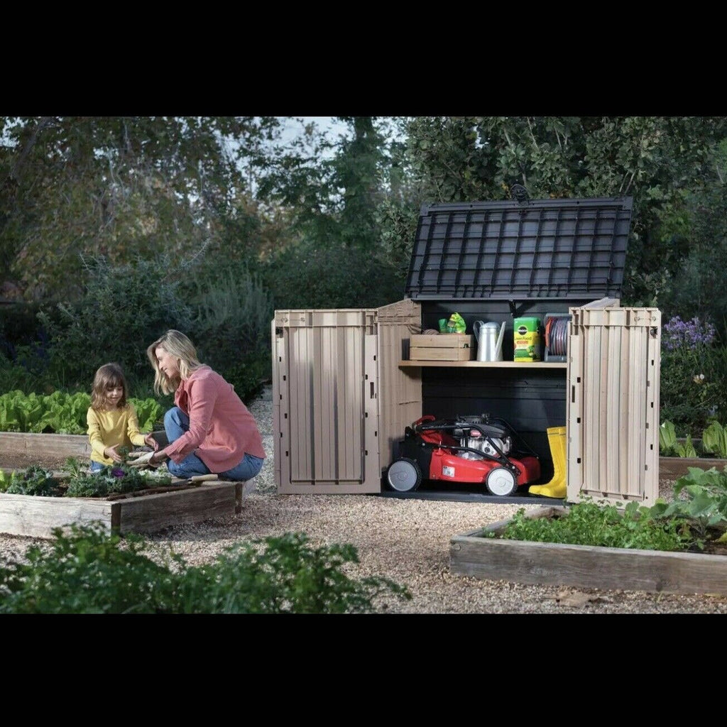 Keter Store It Out Midi Lockable Outdoor Garden Storage Box 880L - Beige/Brown