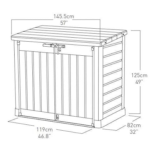 Keter Store It Out Max 1200L Outdoor Garden & Wheelie Bin Storage Shed - Beige & Brown